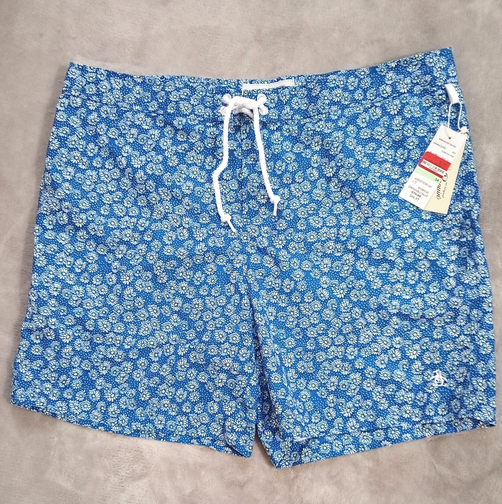 An Original Penguin Swim Trunks Vintage Inspired Print  M NWT